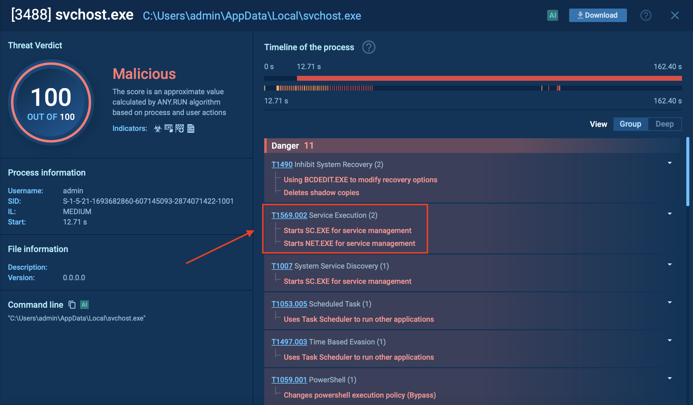 BlackMatter service control in Sandbox