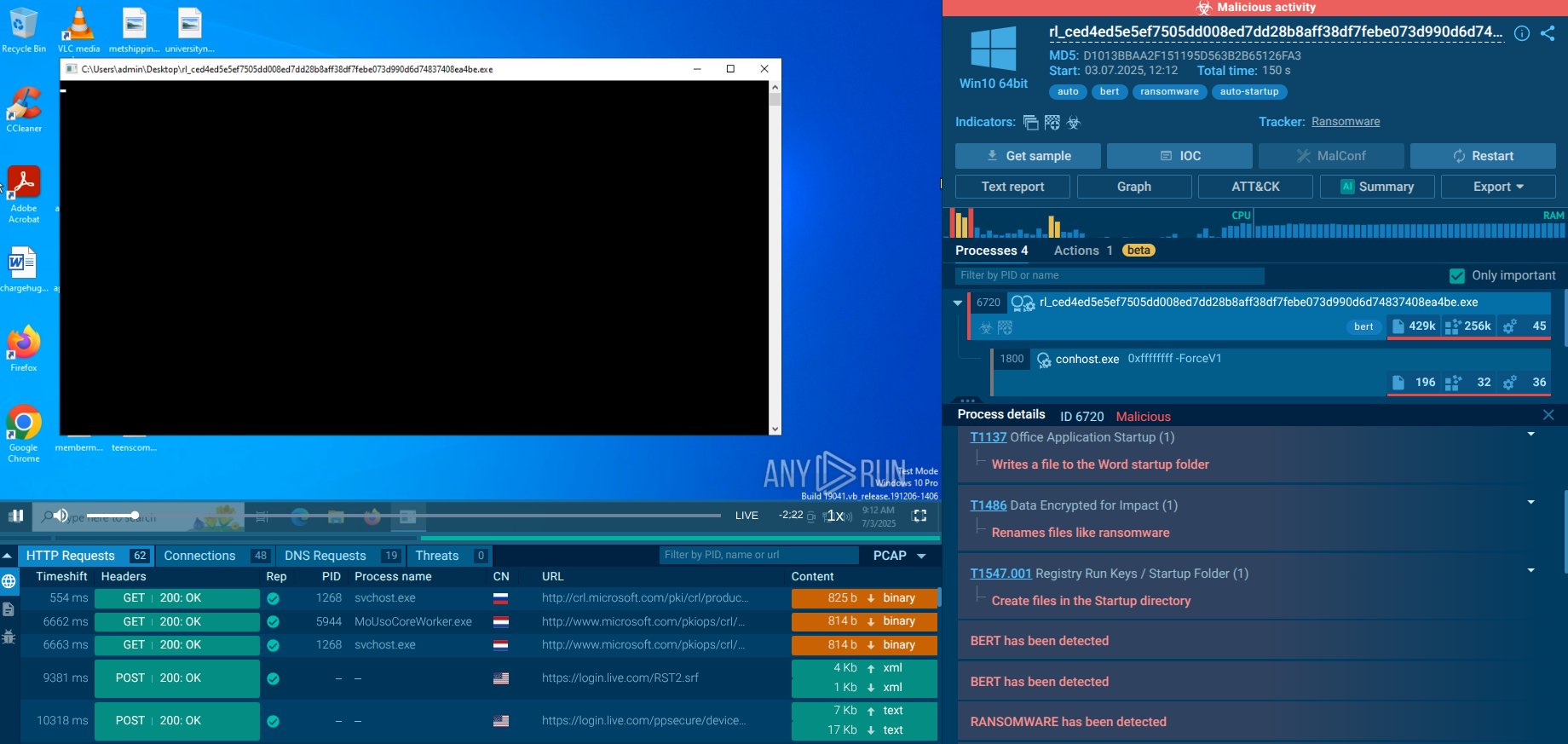 Bert Ransomware analysis in ANY.RUN