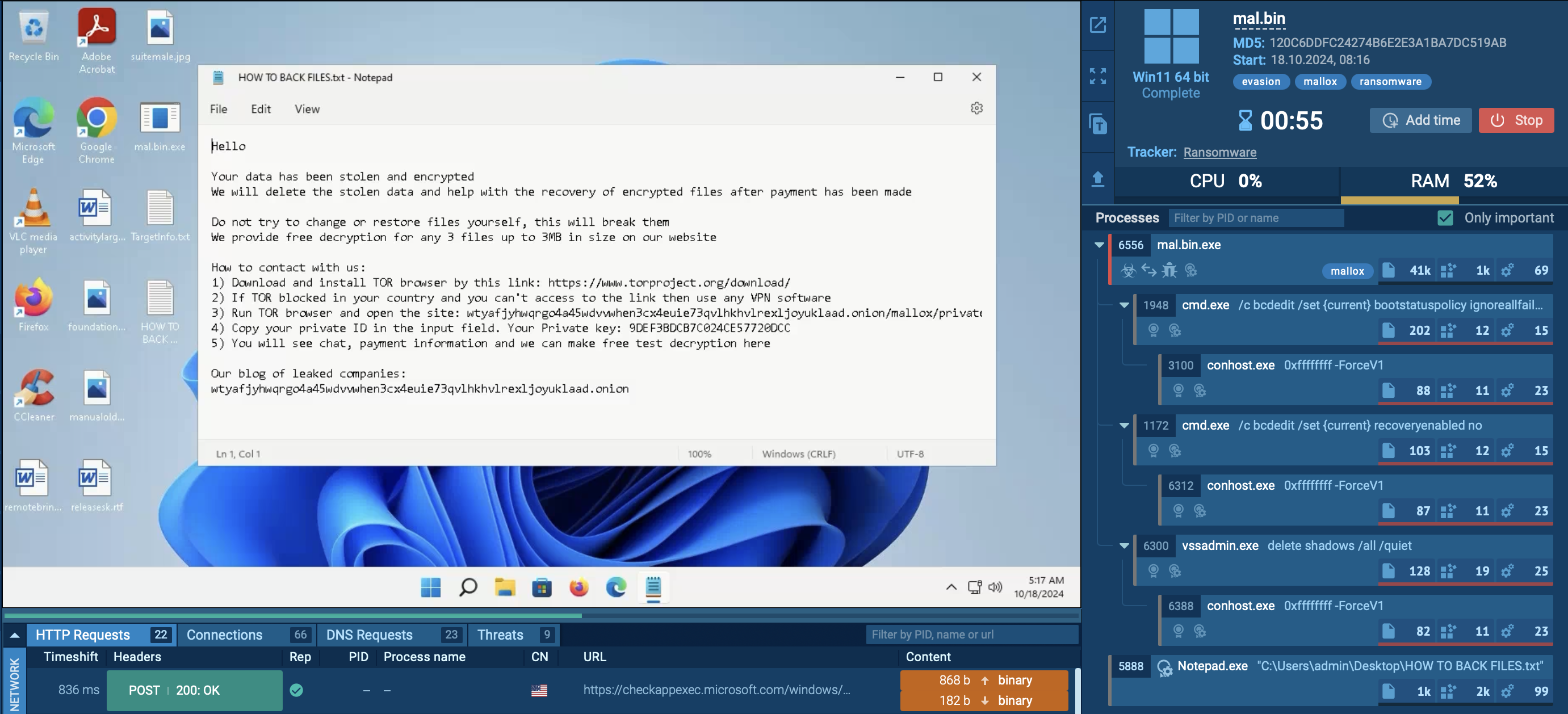Mallox analysis in ANY.RUN