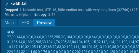 UpCrypter payload encoded in text file